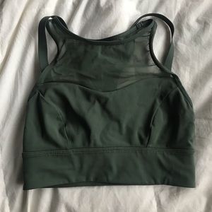 LULULEMON Green Long Mesh Sports Bra